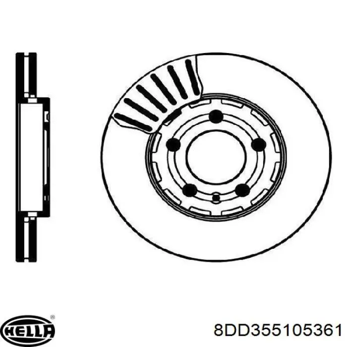 Диск переднього гальма HELLA 8DD355105361 ціна, від 30.57 USD