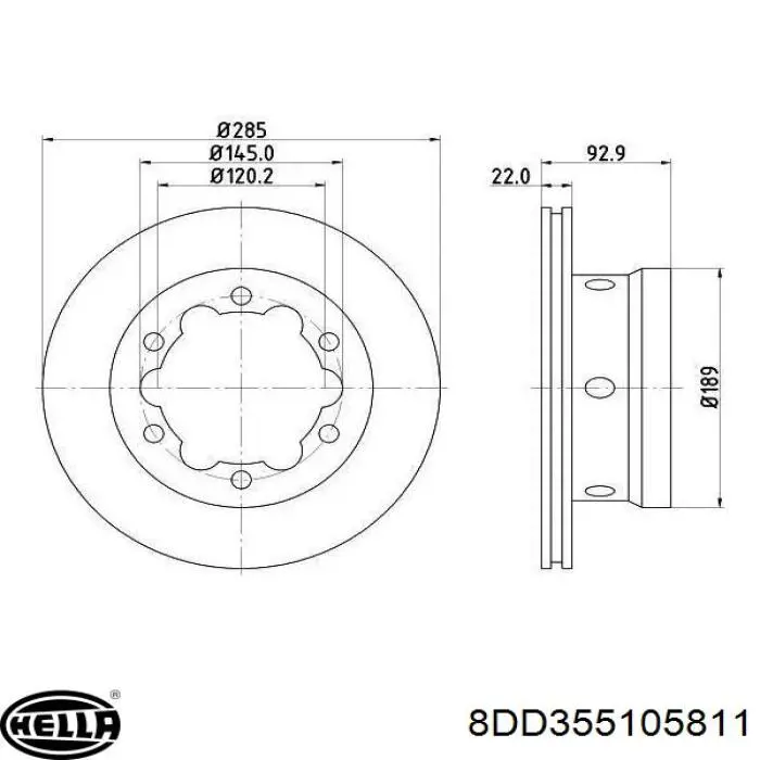 Диск гальмівний задній 8DD355105811 HELLA