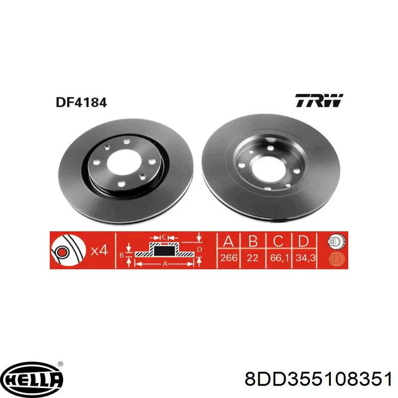 Купити 8DD355108351 HELLA Ротор гальмівний
