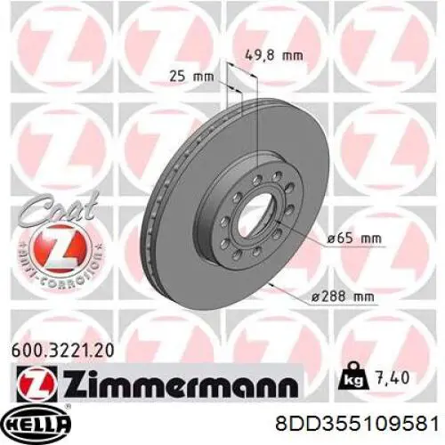 Купити 8DD355109581 HELLA Ремкомплект передніх гальм