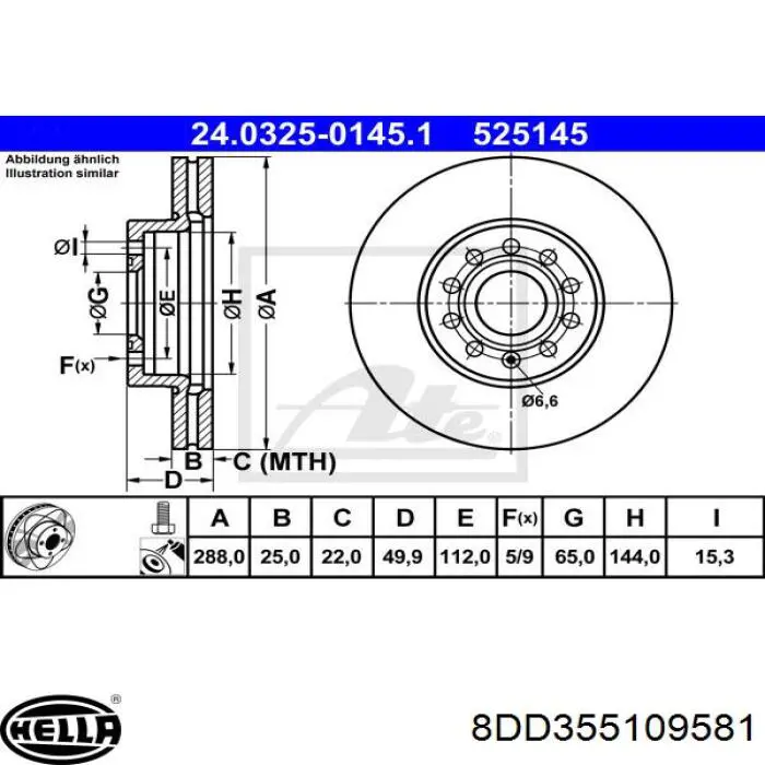 Ремкомплект передніх гальм 8DD355109581 HELLA