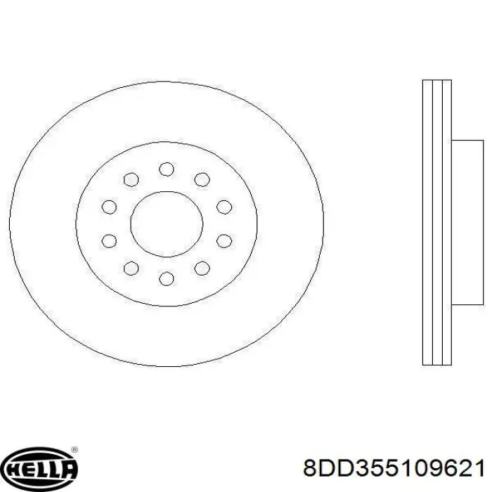 Диск гальмівний передній 8DD355109621 HELLA