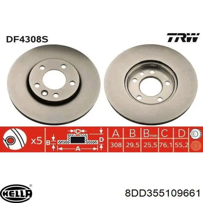 Купити 8DD355109661 HELLA Ротор гальмівний