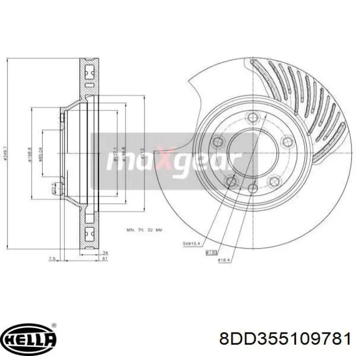 Гальмівні диски передні 8DD355109781 HELLA