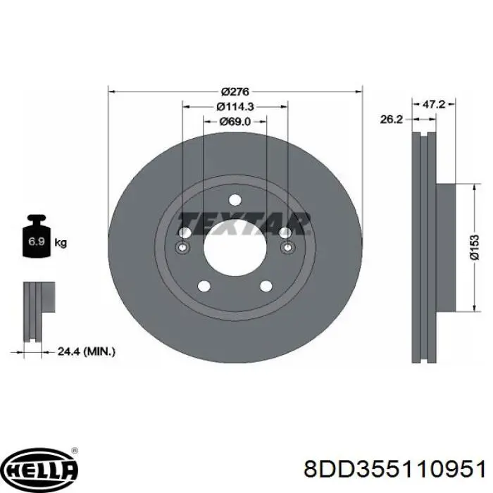8DD355110951 HELLA диск гальмівний передній