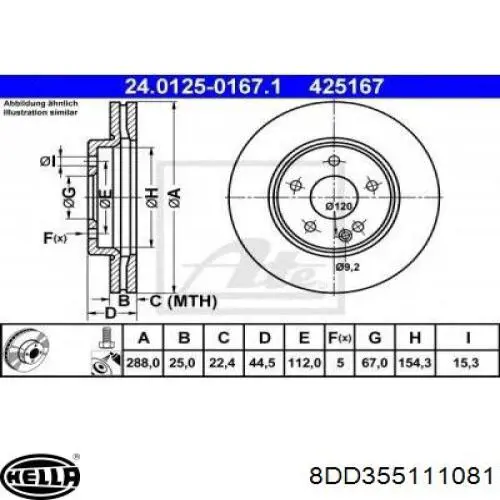 Гальмівні диски передні A169421111290 Mercedes