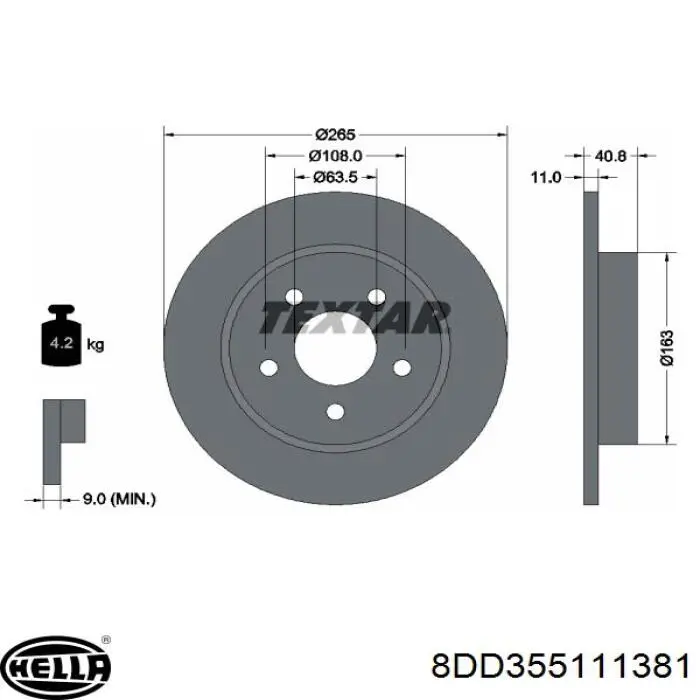 Купити 8DD355111381 HELLA Диск заднього гальма