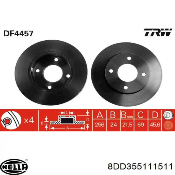 8DD355111511 HELLA диск гальмівний передній