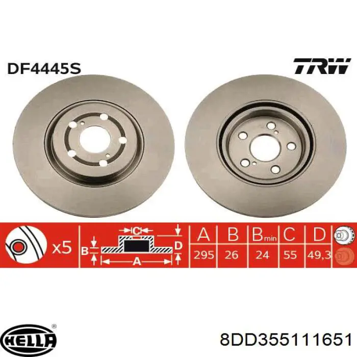Гальмівні диски передні 8DD355111651 HELLA