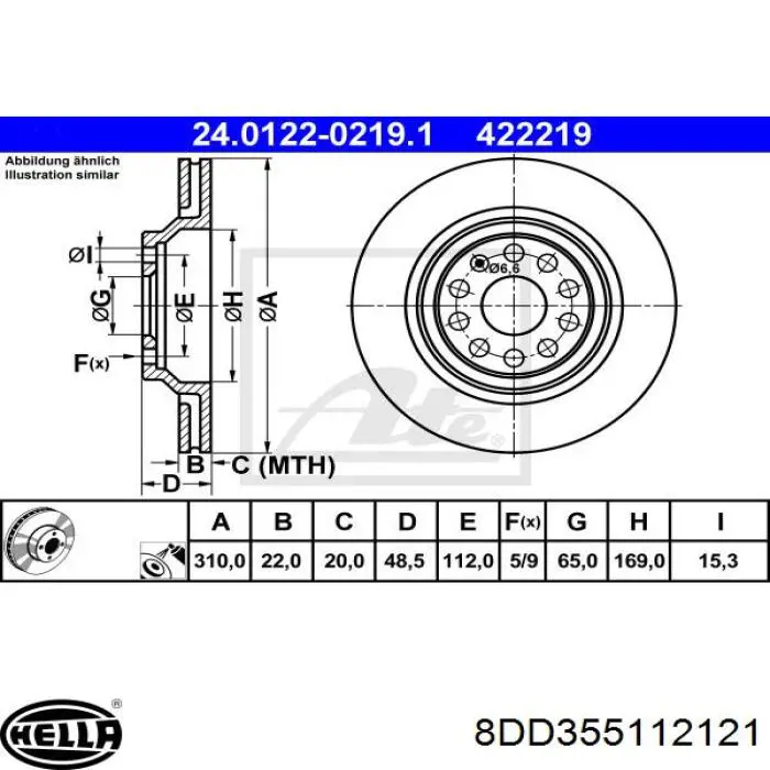Гальмівні диски 8DD355112121 HELLA