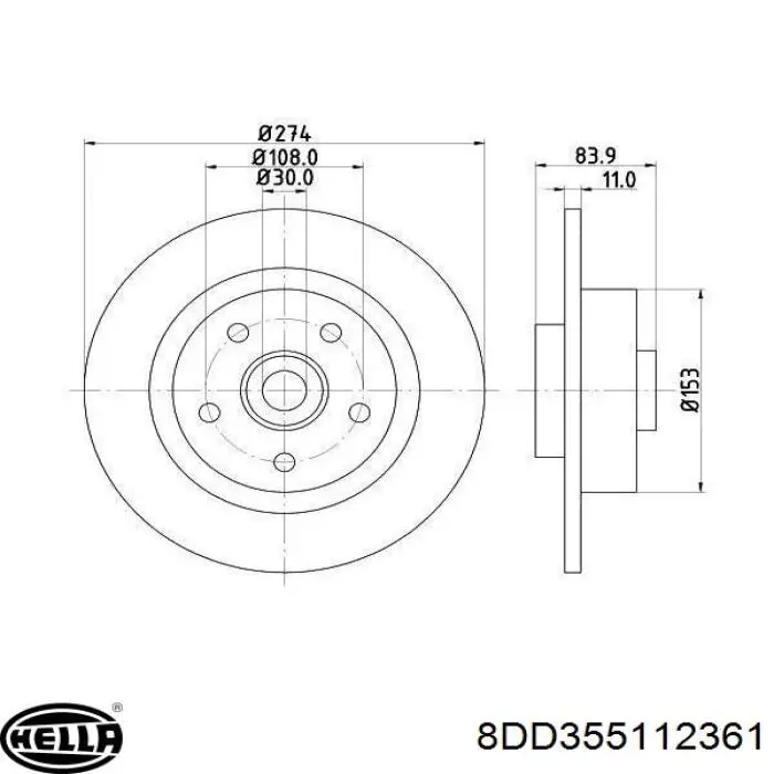 Диск гальмівний задній 8DD355112361 HELLA