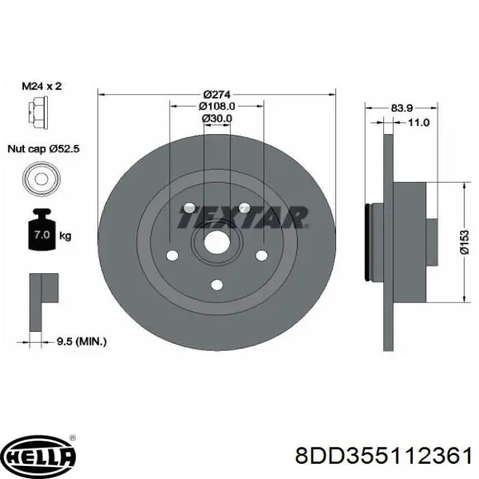 Купити 8DD355112361 HELLA Диск заднього гальма
