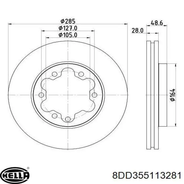 Диск гальмівний передній 8DD355113281 HELLA