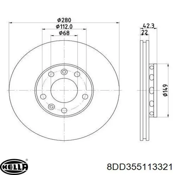 8DD355113321 HELLA диск гальмівний задній