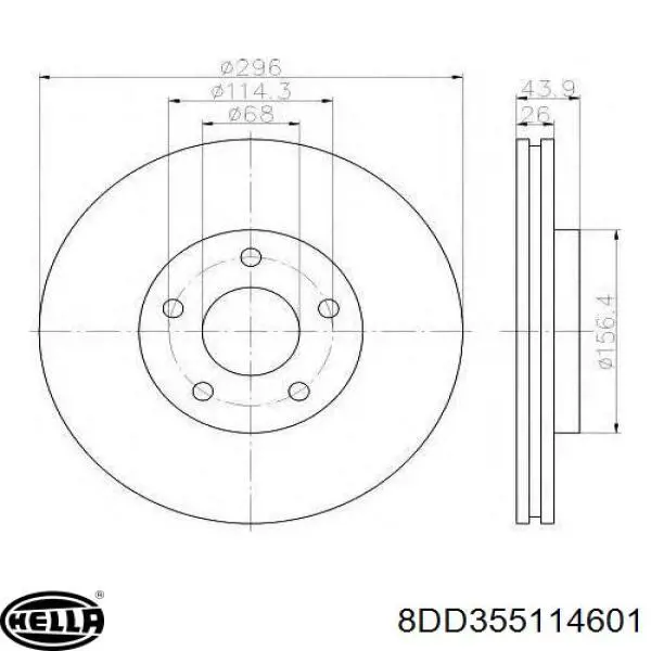 Диск переднього гальма HELLA 8DD355114601 ціна, від 53.18 USD