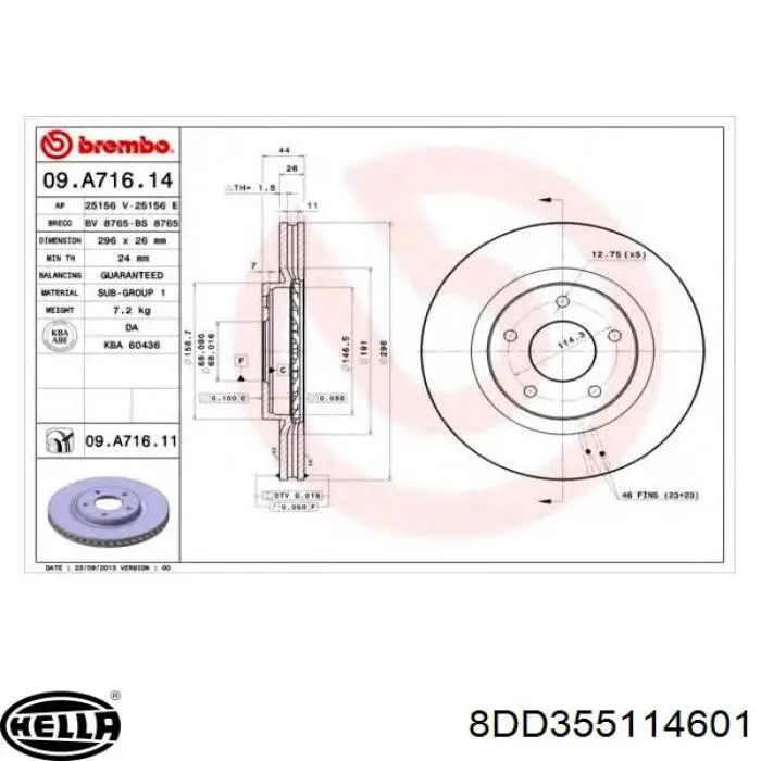 Купити 8DD355114601 HELLA Ротор гальмівний