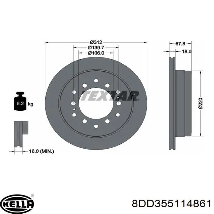 8DD355114861 HELLA Дискові гальма
