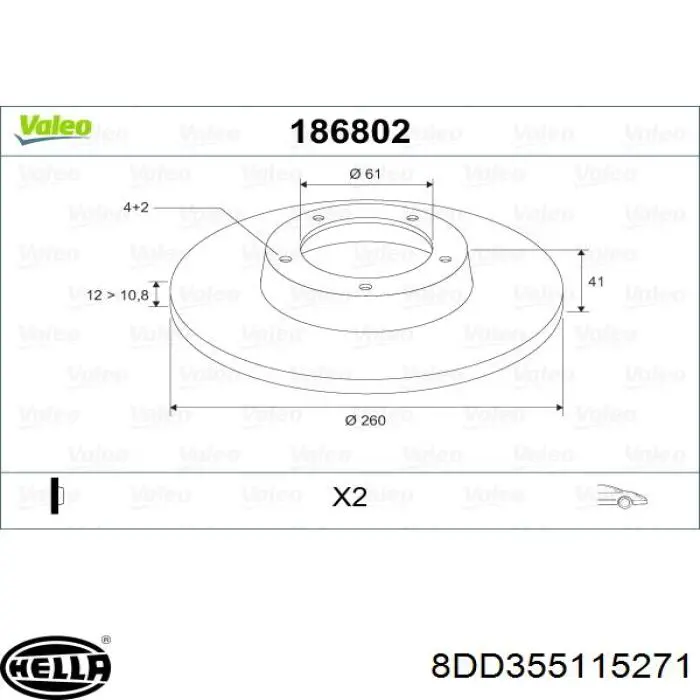 Гальмівні диски передні 8DD355115271 HELLA