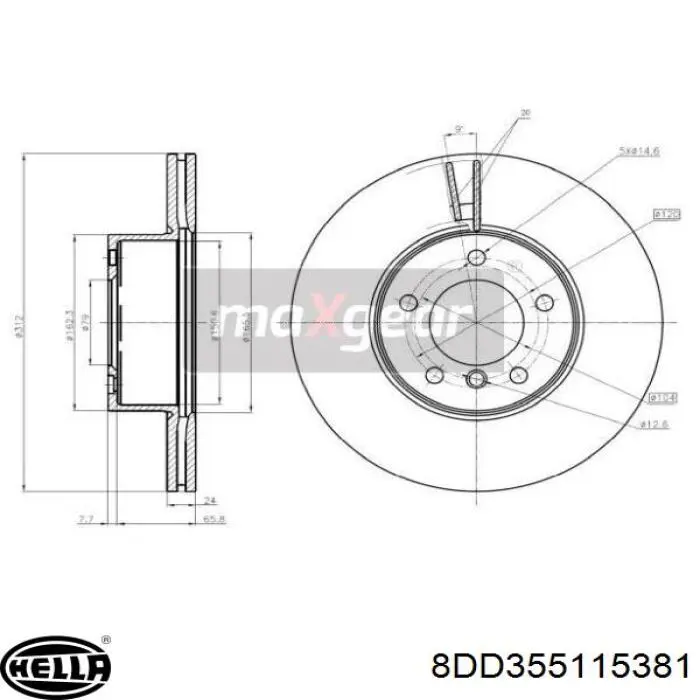 Диск гальмівний передній HELLA 8DD355115381