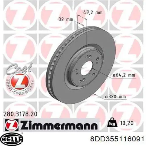 Купити 8DD355116091 HELLA Ротор гальмівний