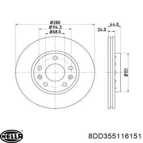 Купити 8DD355116151 HELLA Ротор гальмівний