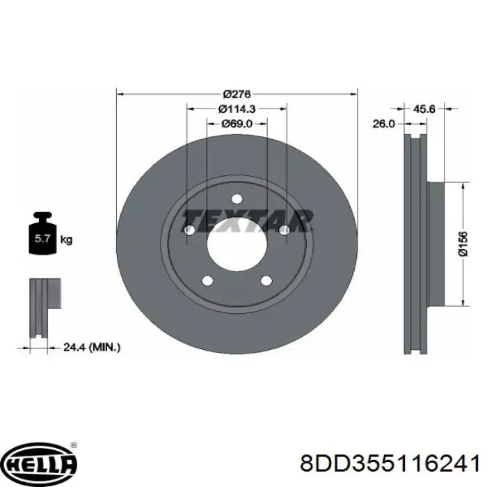 8DD355116241 HELLA диск гальмівний передній
