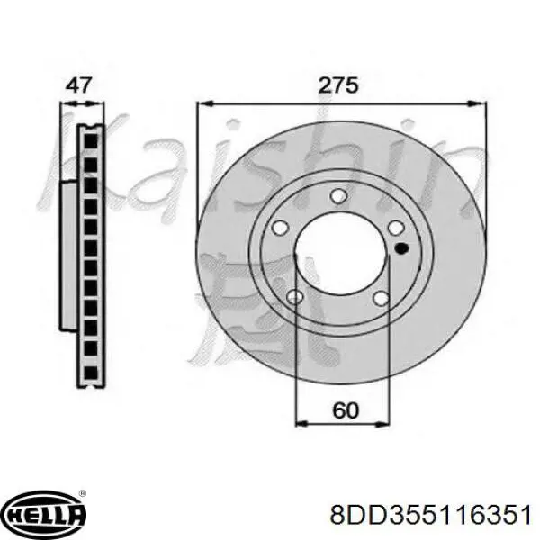 Гальмівні диски передні 8DD355116351 HELLA