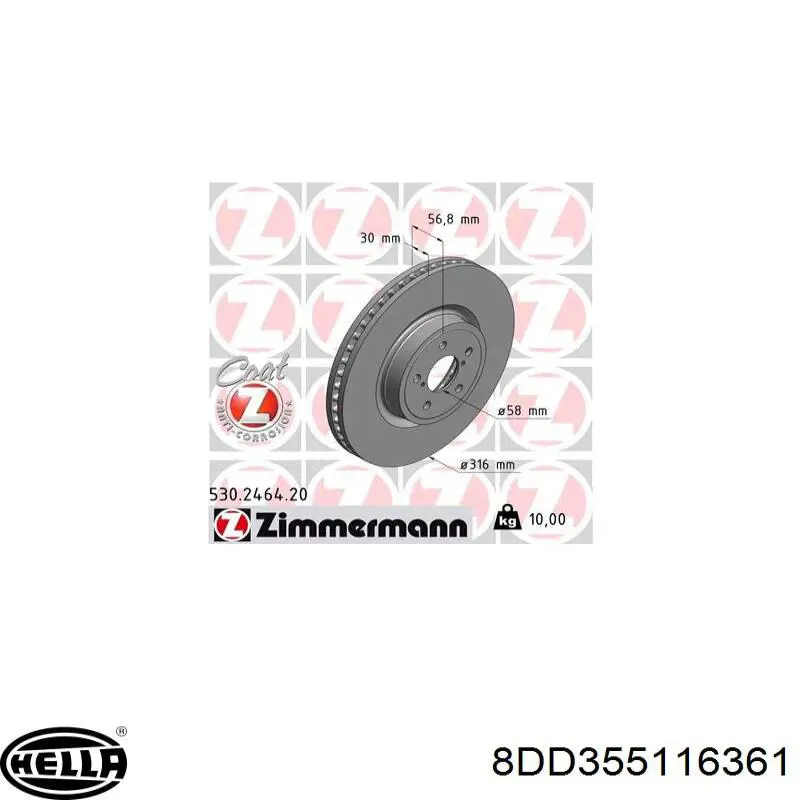 Купити 8DD355116361 HELLA Ротор гальмівний
