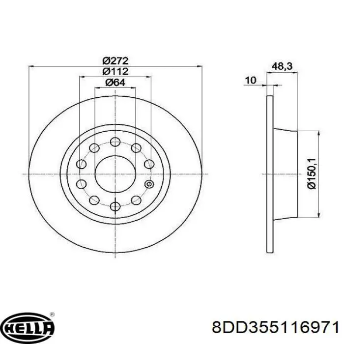 8DD355116971 HELLA диск гальмівний задній