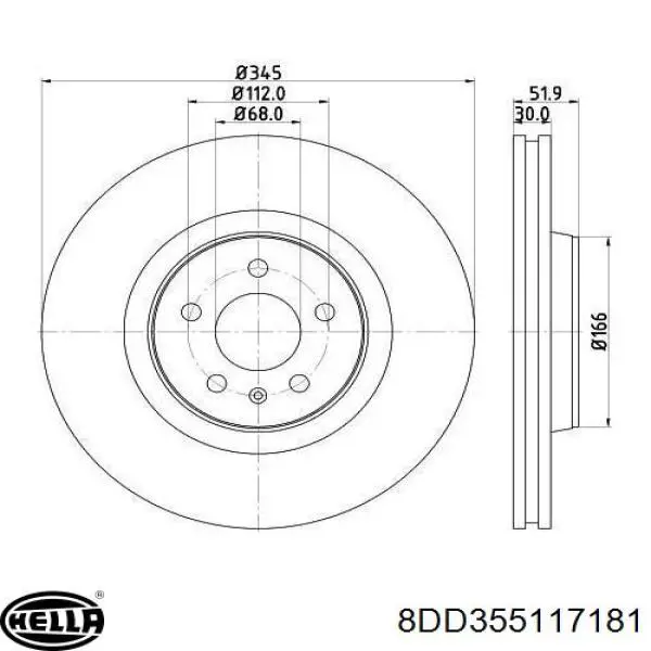 Гальмівні диски передні 8DD355117181 HELLA