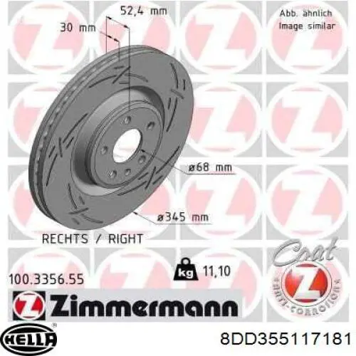 Гальмівні диски передні 8DD355117181 HELLA