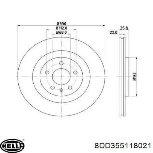 Диск гальмівний задній 8DD355118021 HELLA