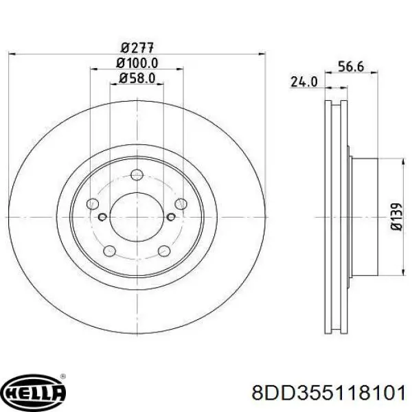 8DD355118101 HELLA диск гальмівний передній