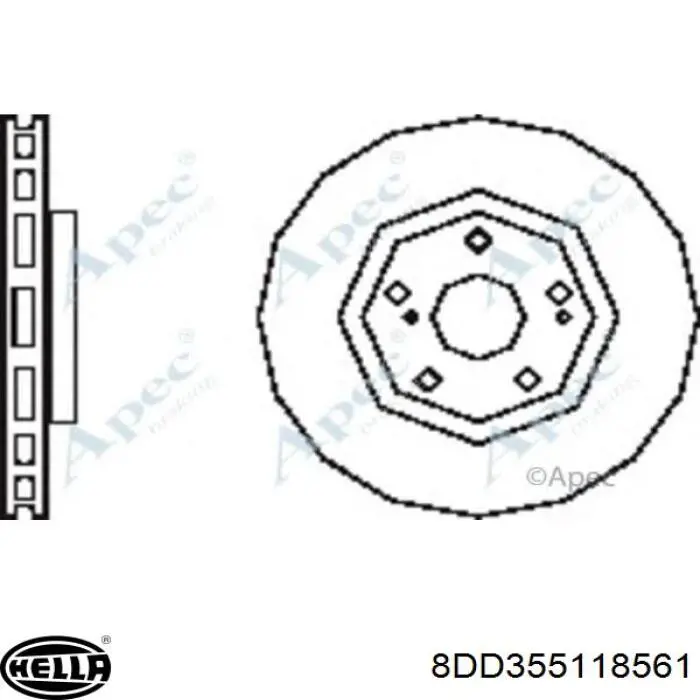 Гальмівні диски передні 8DD355118561 HELLA