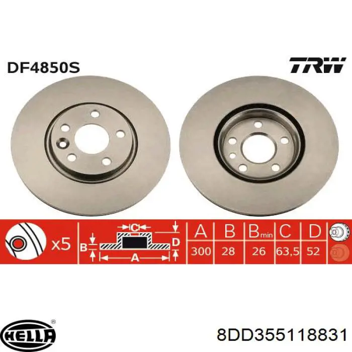 8DD355118831 HELLA Гальмо дискове переднє