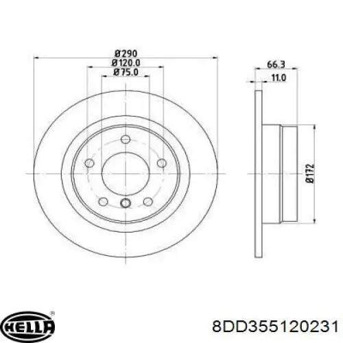 Диск гальмівний задній 8DD355120231 HELLA