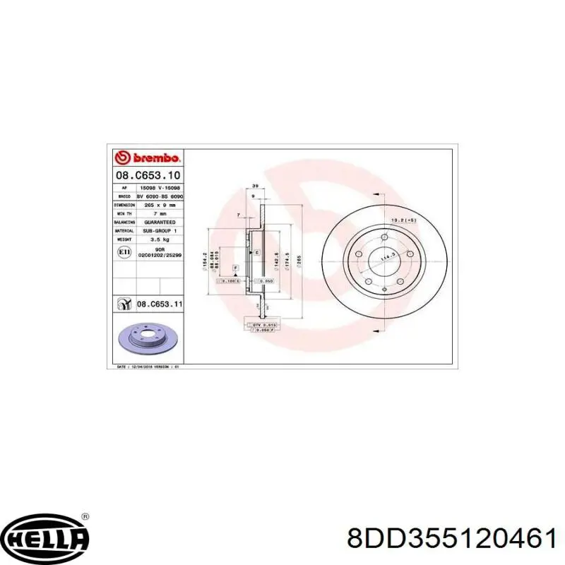 Гальмівні диски 8DD355120461 HELLA