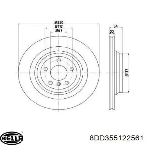 Диск гальмівний задній 8DD355122561 HELLA