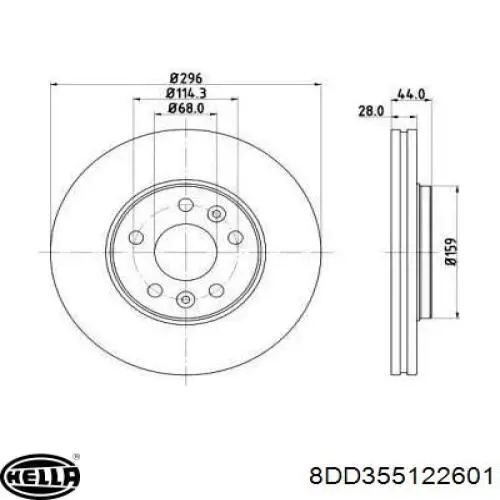 Диск гальмівний передній 8DD355122601 HELLA