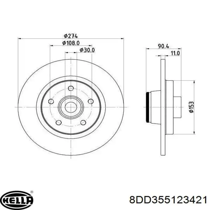 8DD355123421 HELLA диск гальмівний задній