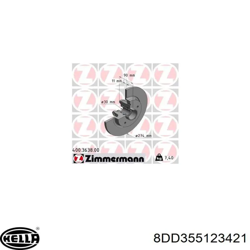 Купити 8DD355123421 HELLA Диск заднього гальма