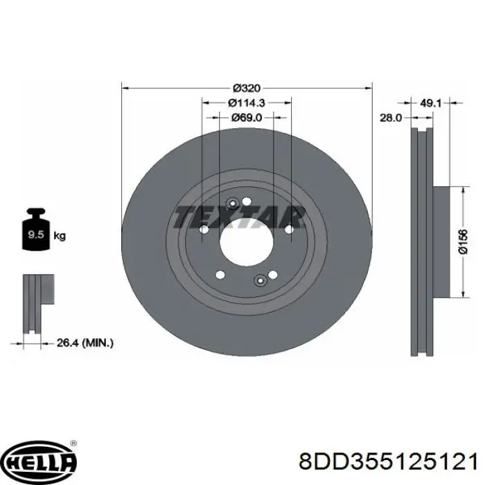 SD1091 Sangsin диск гальмівний передній