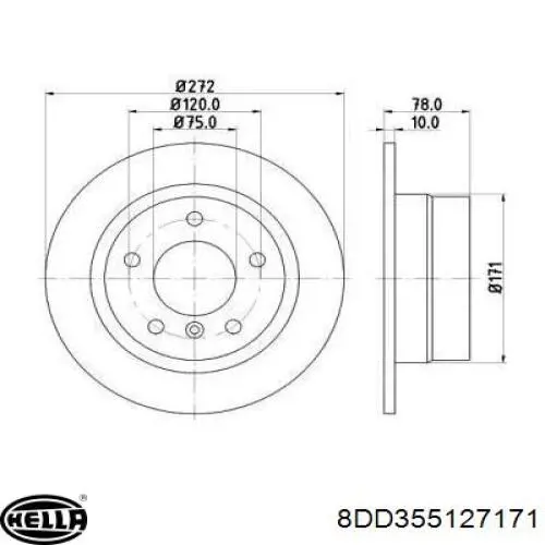 Диск гальмівний задній 8DD355127171 HELLA