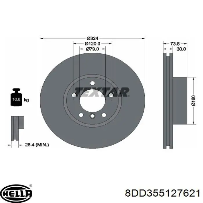 Купити 8DD355127621 HELLA Ротор гальмівний