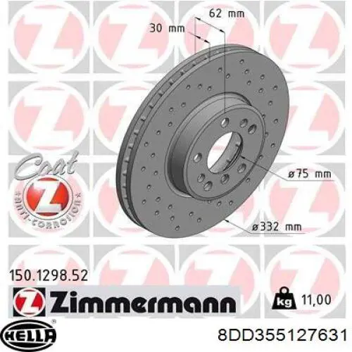 Купити 8DD355127631 HELLA Ротор гальмівний