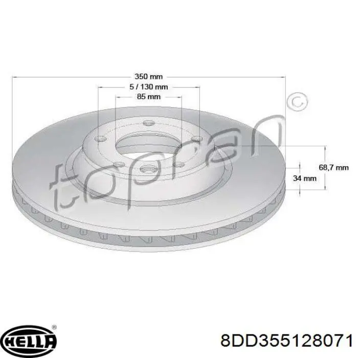 Гальмівні диски передні 8DD355128071 HELLA