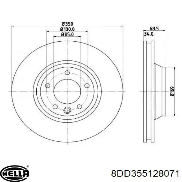 Гальмівні диски передні 8DD355128071 HELLA