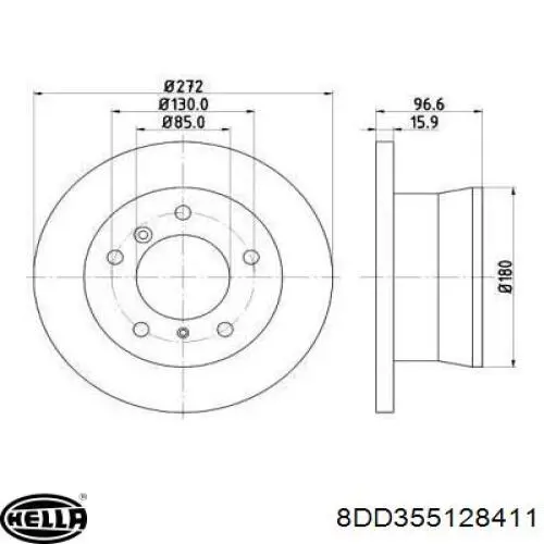 Задні дискові гальма HELLA 8DD355128411 ціна, від 52.63 USD