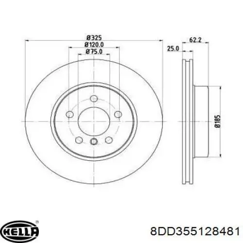 Гальмівні диски передні 8DD355128481 HELLA