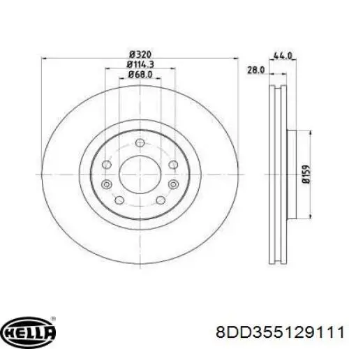 Диск гальмівний передній 8DD355129111 HELLA